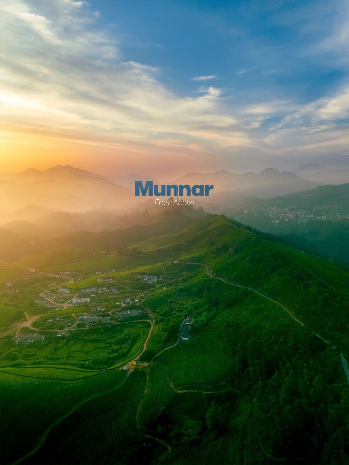 Tea gardens in Munnar, Kerala at sunrise